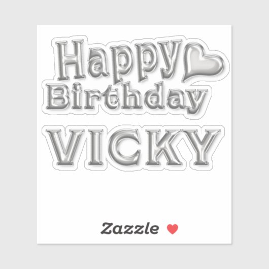Vicky Happy Birthday silver Aufkleber Sticker (Vel)