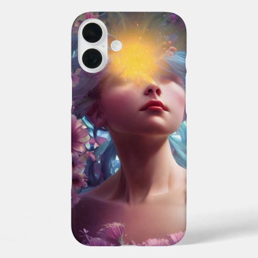 Vicky heeft haar hoofd in de bloemenwolken AI Art Case-Mate iPhone Case (Achterkant)