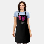 Vicky naam monogram roze tulpenbloem Schort (Gedragen)