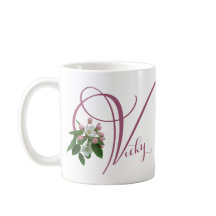  Vicky naam monogram schattig roze bloemen