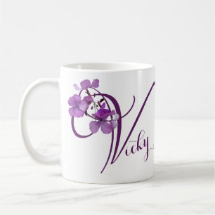  Vicky naam  paarse floral girly Koffiemok