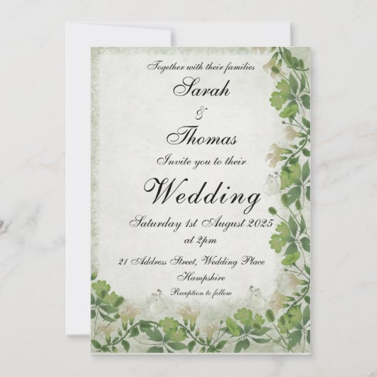 Vicorian Meadow Huwelijksuitnodiging Kaart (Voorkant)