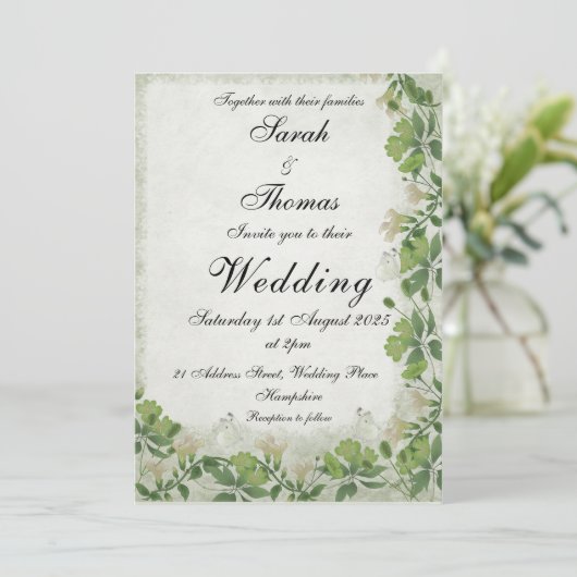 Vicorian Meadow Huwelijksuitnodiging Kaart (Staand voorkant)