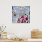 Victiaanse liefdesgedachten Dromen Vlinder Vogelko Poster (Keuken)