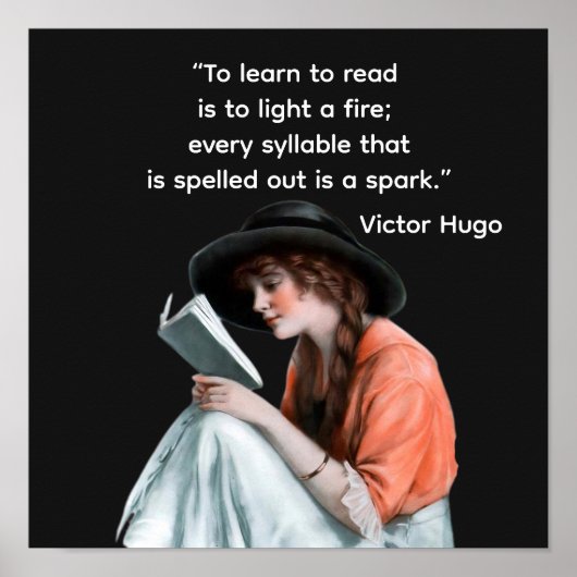 Victor Hugo citaat  —-  leren lezen Poster (Voorkant)