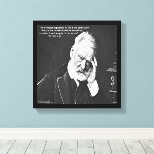Victor Hugo & Happiness Quote Canvas Print (Insitu (Houten vloer))