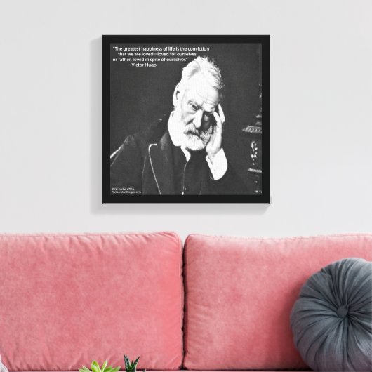 Victor Hugo & Happiness Quote Canvas Print (Insitu (Woonkamer))