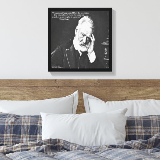 Victor Hugo & Happiness Quote Canvas Print (Insitu (Slaapkamer))