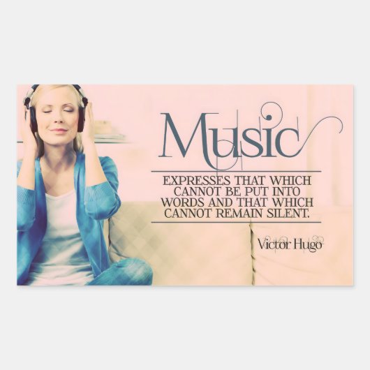 Victor Hugo Inspirerend citaat "Muziek" Rechthoekige Sticker (Voorkant)