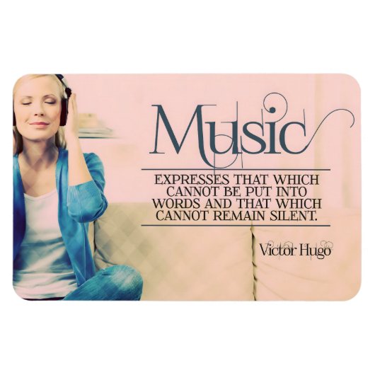 Victor Hugo Inspirerend Quote "Muziek" Flexibel Magneet (Horizontaal)