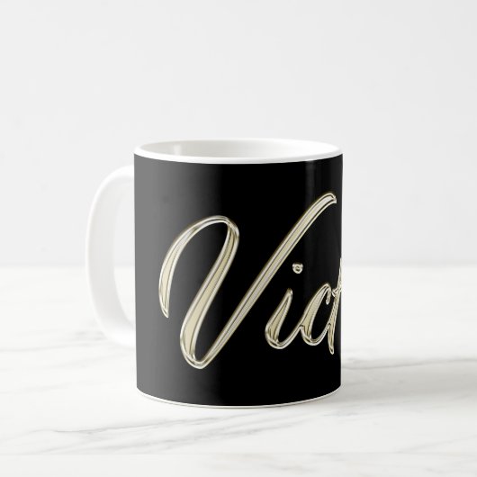 Victor Name whitegold Tasse Teetasse Kaffeetasse Koffiemok (Voorkant links)
