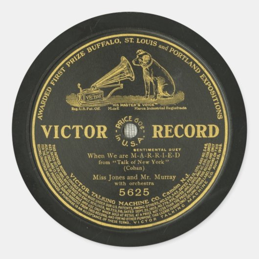 VICTOR RECORD  fonograaf record Ronde Sticker (Voorkant)