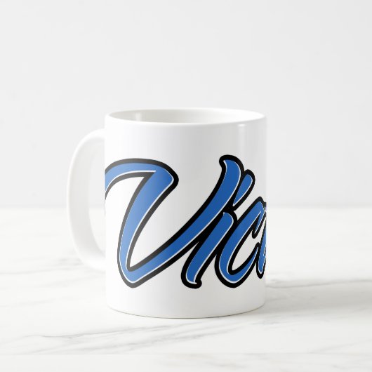 Victor Vorname Name blue Tasse Kaffeetasse Koffiemok (Voorkant links)