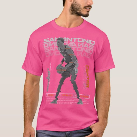 Victor Wembanyama Basketbal Art Spurs T-shirt (Voorkant)
