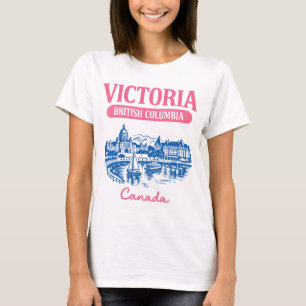 Victoria BC Canada Schattige Pastel Stadssilhouet  T-shirt