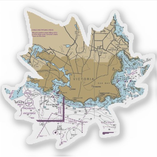 Victoria BC Nautical Chart Sticker (Voorkant)