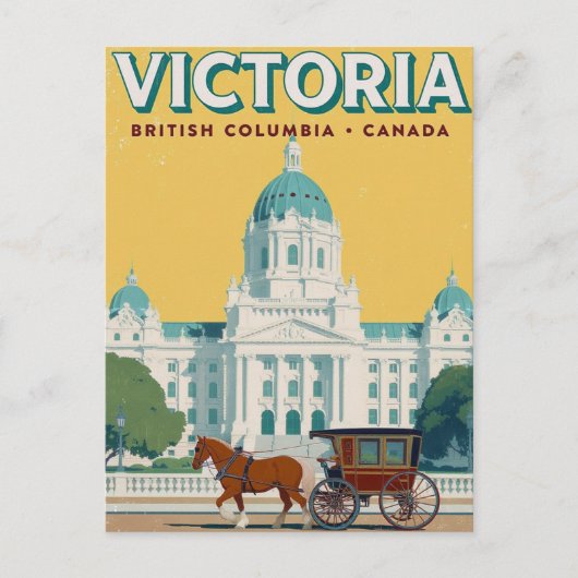 Victoria BC Parlement Retro Briefkaart (Voorkant)