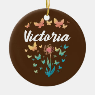 Victoria Birthday Zister Butterfly Dandelion Naam Keramisch Ornament