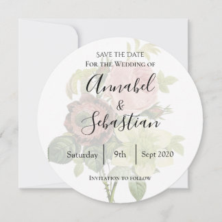 Victoria, bloemig, vintage botanisch uitnodigingsk save the date