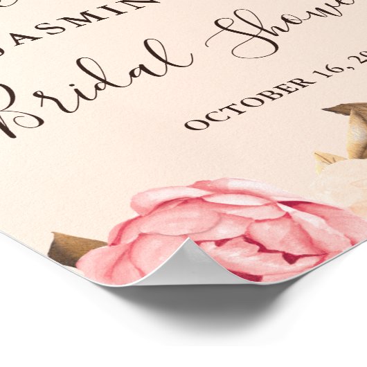 Victoria Blush Gold Floral Vrijgezellenfeest Sign. Poster (Hoek)