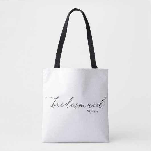Victoria Bridesmaid Script Black Straps Canvas tas (Voorkant)