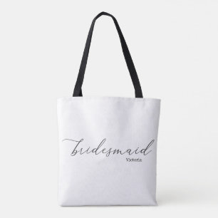 Victoria Bridesmaid Script Black Straps Canvas tas