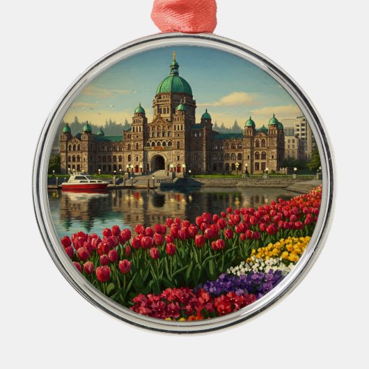 Victoria British Columbia Canada Reizen Metalen Ornament (Voorkant)