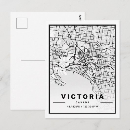 Victoria British Columbia Canada Travel City Map Briefkaart (Voorkant / Achterkant)