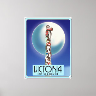 Victoria British Columbia Totem Pole. Canvas Afdruk