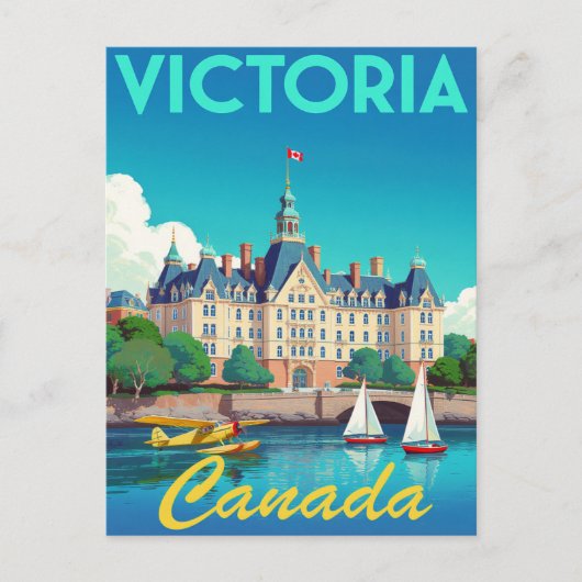 Victoria Canada Harbor Vintage Art Briefkaart (Voorkant)