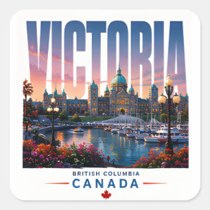 Victoria Canada Haven Tuin Reizen Vierkante Sticker
