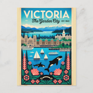 Victoria Canada Retro Reisposter Kunst Briefkaart