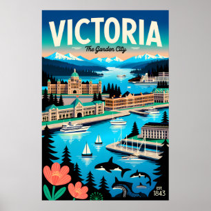 Victoria Canada Retro Reisposter Kunst Poster