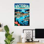Victoria Canada Retro Reisposter Kunst Poster (Thuiskantoor)