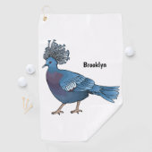 Victoria crowed duivenvogelschilderij cartoon illu golfhanddoek (Insitu)