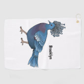 Victoria crowed duivenvogelschilderij cartoon illu golfhanddoek (Horizontaal)