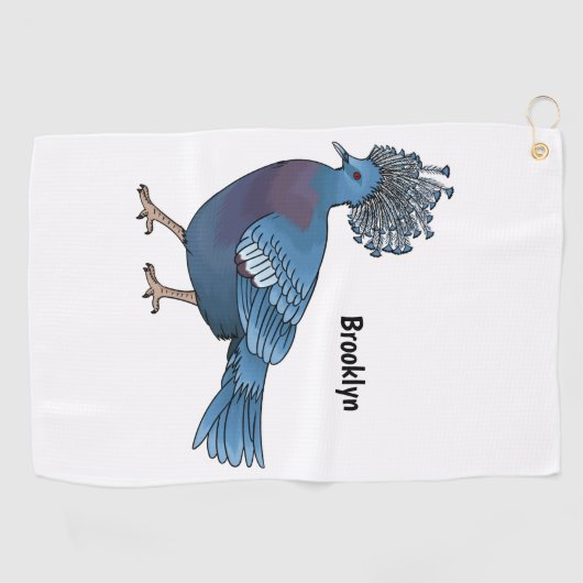 Victoria crowed duivenvogelschilderij cartoon illu golfhanddoek (Horizontaal)