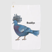 Victoria crowed duivenvogelschilderij cartoon illu golfhanddoek (Voorkant)