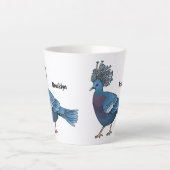 Victoria crowed duivenvogelschilderij cartoon illu latte mok (Voorkant)