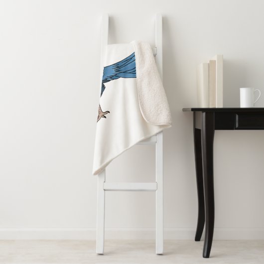 Victoria crowed duivenvogelschilderij cartoon illu sherpa deken (In situ)