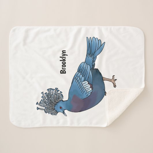Victoria crowed duivenvogelschilderij cartoon illu sherpa deken (Voorkant (horizontaal))
