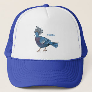 Victoria crowed duivenvogelschilderij cartoon illu trucker pet