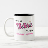 Victoria ding dat je geen naam zou begrijpen tweekleurige koffiemok (Links)