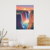 Victoria Falls Sunset Travel Art Poster (Keuken)