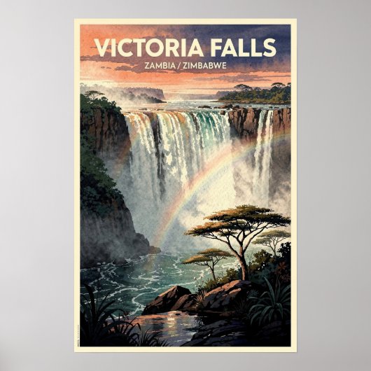 Victoria Falls Vintage Reisposter Poster (Voorkant)