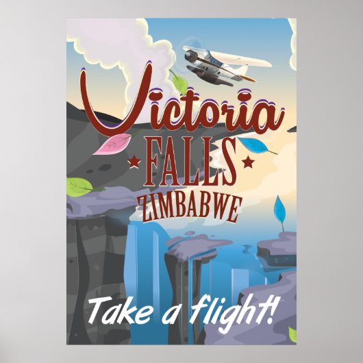 Victoria Falls Zimbabwe cartoon poster (Voorkant)