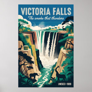 Victoria Falls Zimbabwe Retro Reisposter Poster