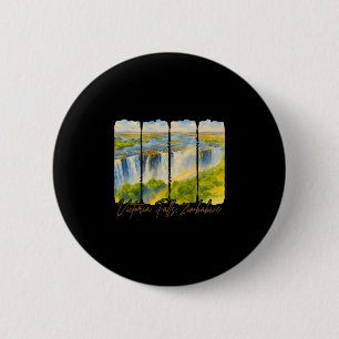 Victoria Falls Zimbwe Reizen Penseelstreek Victori Ronde Button 5,7 Cm