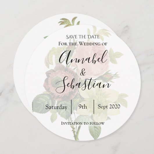 Victoria, floraal,  botanisch behalve de datum save the date (Voorkant / Achterkant)