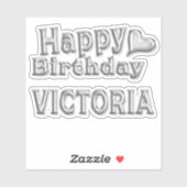 Victoria Happy Birthday silver Aufkleber Sticker (Vel)